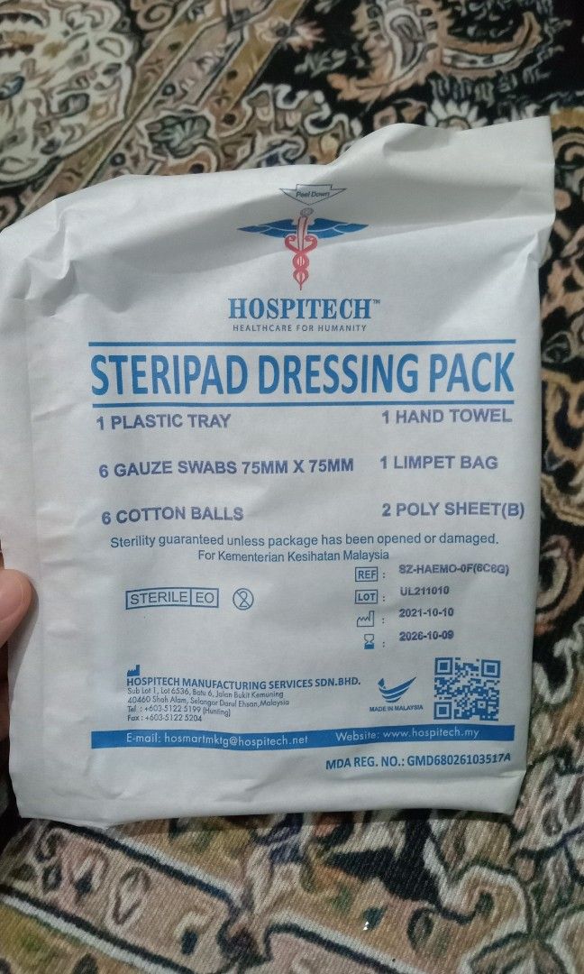 Hospitech dressing set bandage balut Luka cuci luka, Health & Nutrition