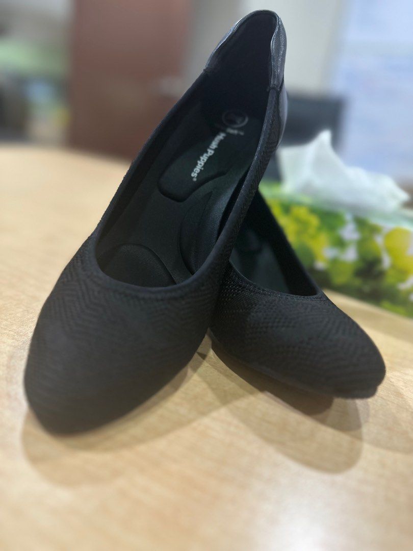 Hush puppies black best sale flats