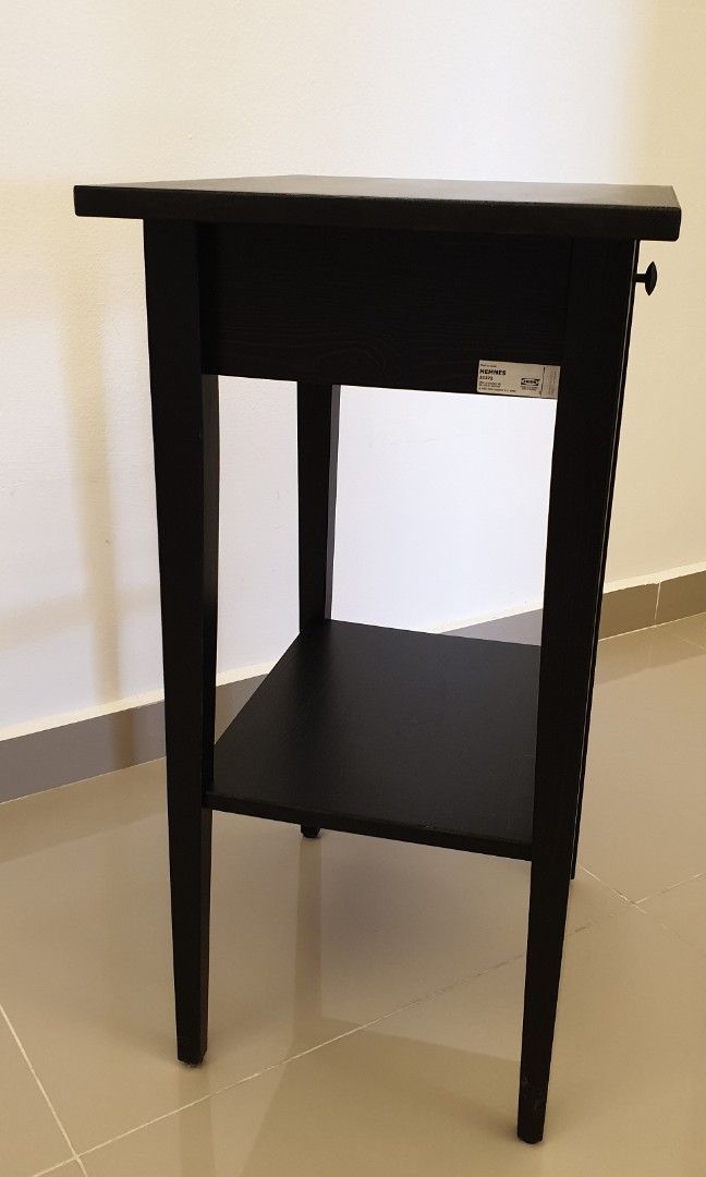 IKEA HEMNES Bedside table/ Sofa side table Black, Furniture & Home