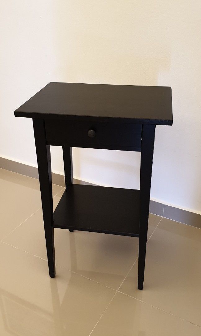 IKEA HEMNES Bedside table/ Sofa side table Black, Furniture & Home