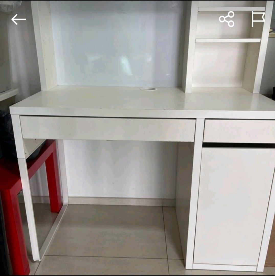 Ikea Micke desk with top shelf, Furniture & Home Living, Furniture