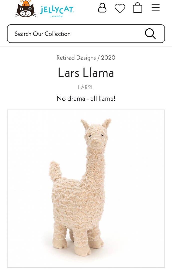 Jellycat lars llama hot sale