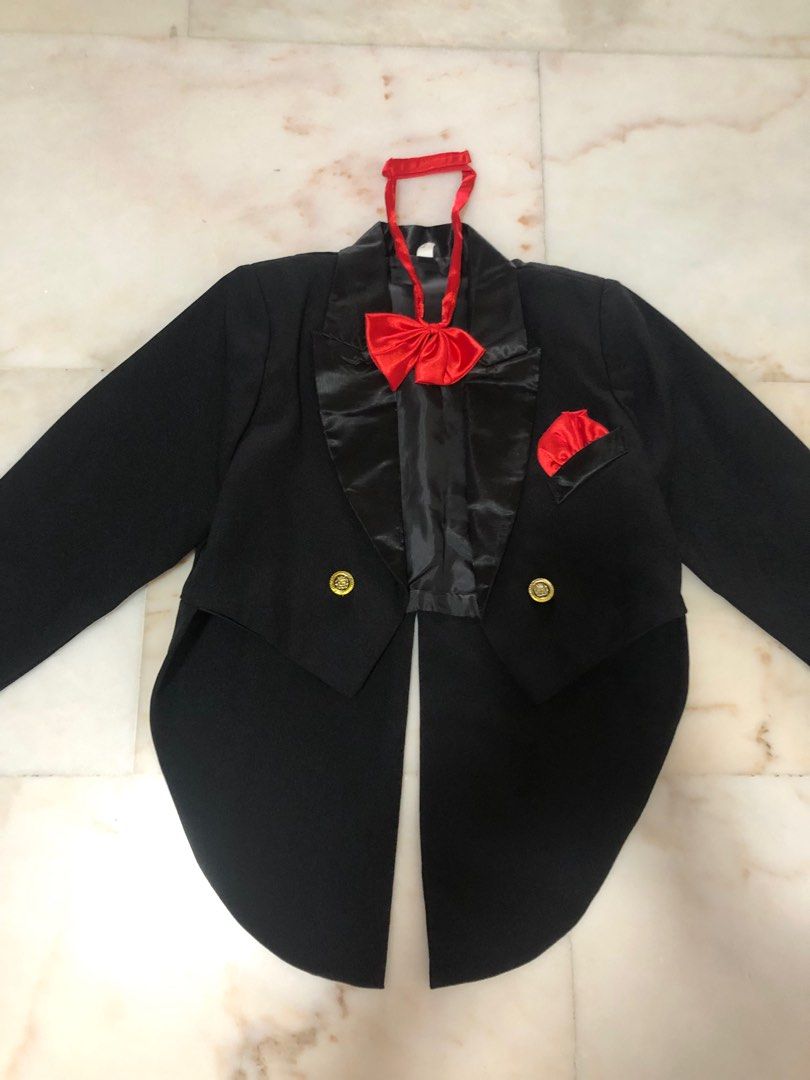 Child tuxedo deals jacket tails red