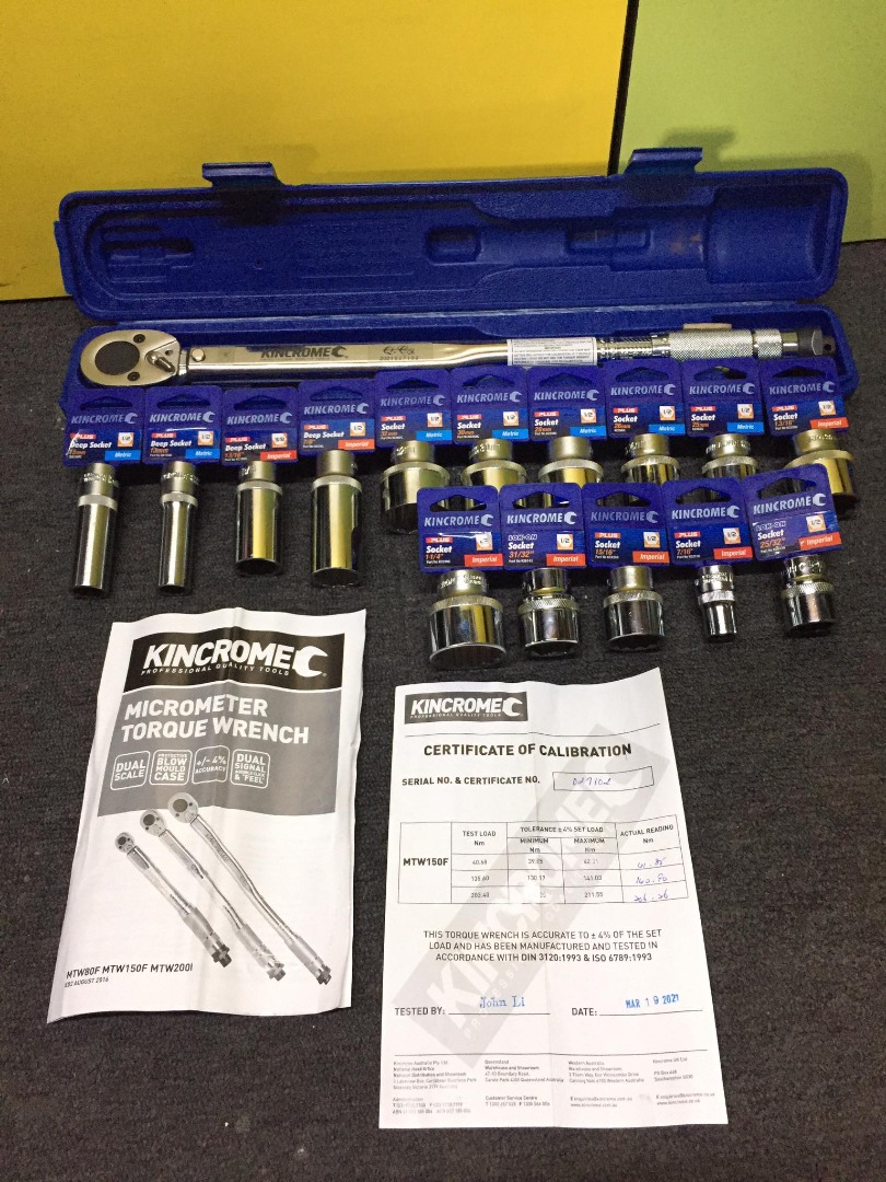 Kincrome TORQUE WRENCH 1/2" Heavy Duty 60340NM with 15pcs of Socket on