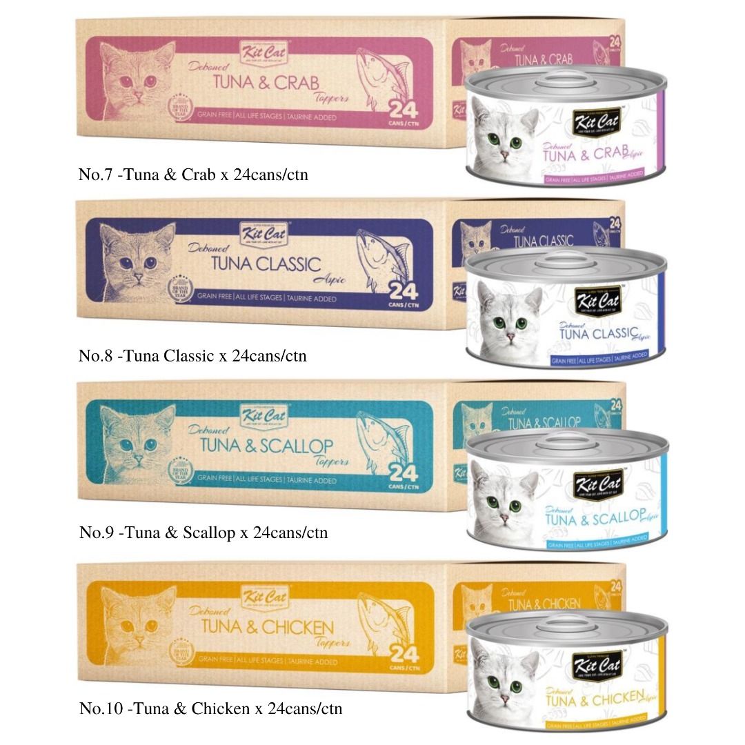 Kit Cat Tuna & Chicken Canned Wet Cat Food Topper 80g x 24 Cans, Pet
