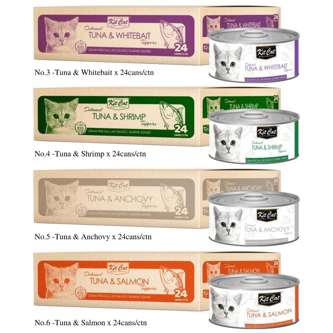 Kit Cat Tuna & Chicken Canned Wet Cat Food Topper 80g x 24 Cans, Pet