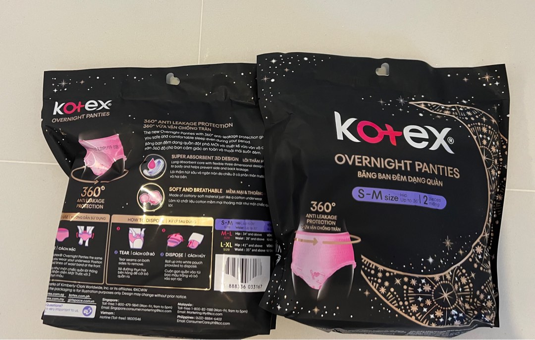 Kotex overnight panties, Beauty & Personal Care, Sanitary Hygiene on