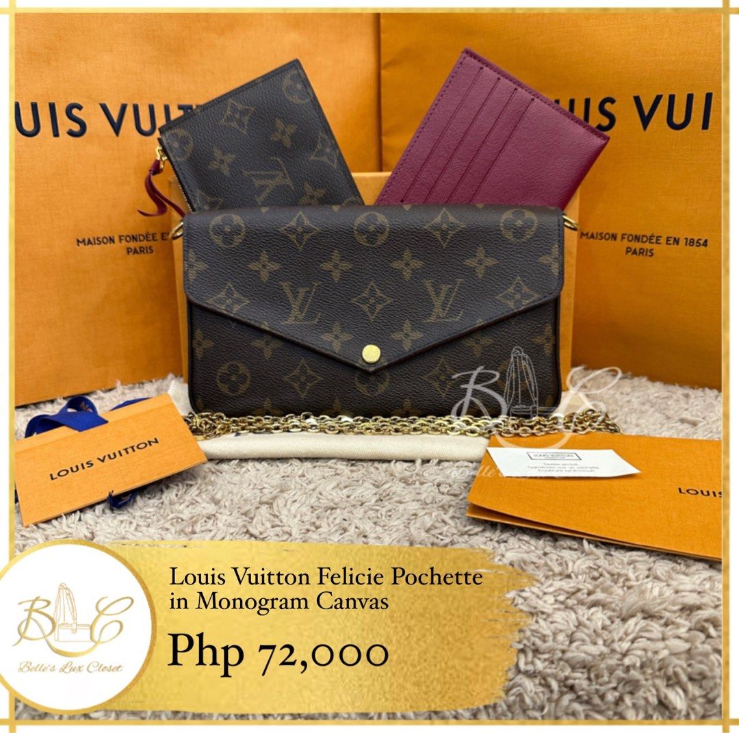LV Felicie Pochette Monogram, Luxury, Bags & Wallets on Carousell