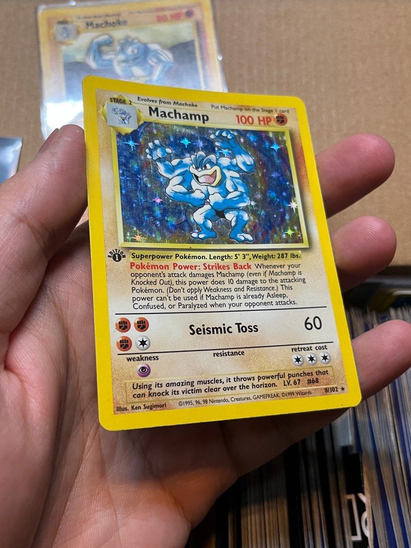 Machamp [1st Edition] #8/102 Holo 1st Edition (with Shadow), Hobbies &  Toys, Toys & Games on Carousell