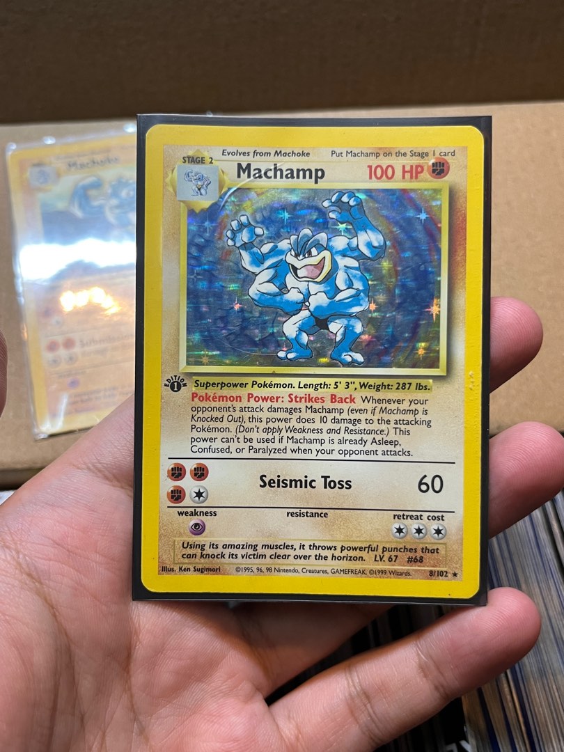 Machamp [1st Edition] #8/102 Holo 1st Edition (with Shadow), Hobbies &  Toys, Toys & Games on Carousell