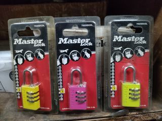 Master Lock Aluminum 3 Digits Resettable Combination Padlock 7620D-COL Yellow, Pink, Green