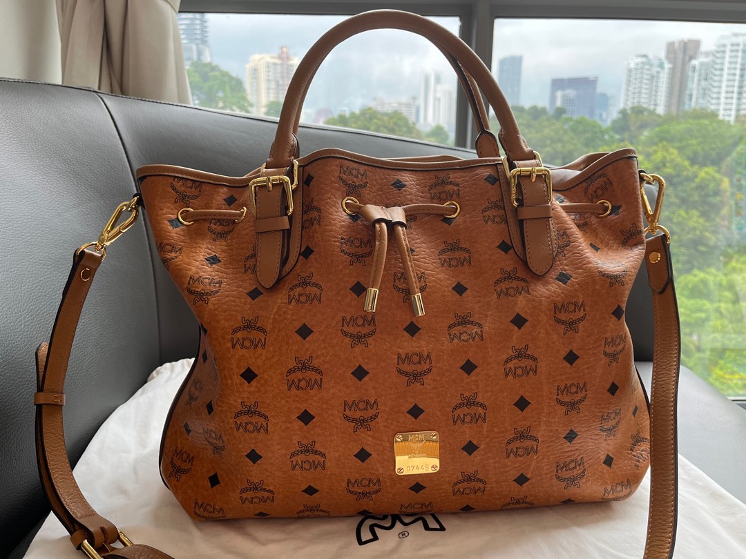 Authentic MCM bag Aren shoulder + sling in visetos, Luxury, Bags & Wallets  on Carousell