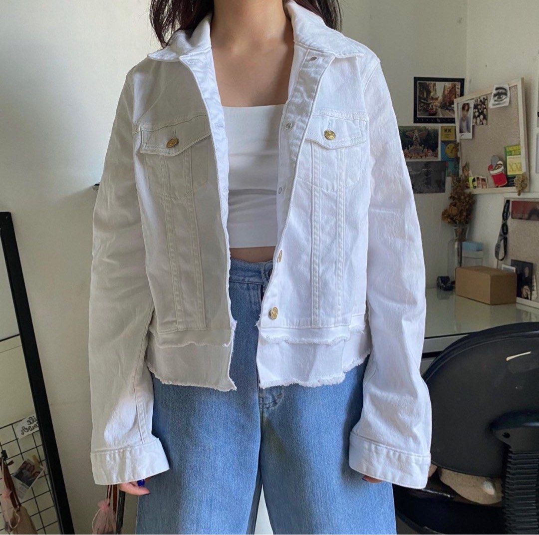 Michael kors white top jean jacket