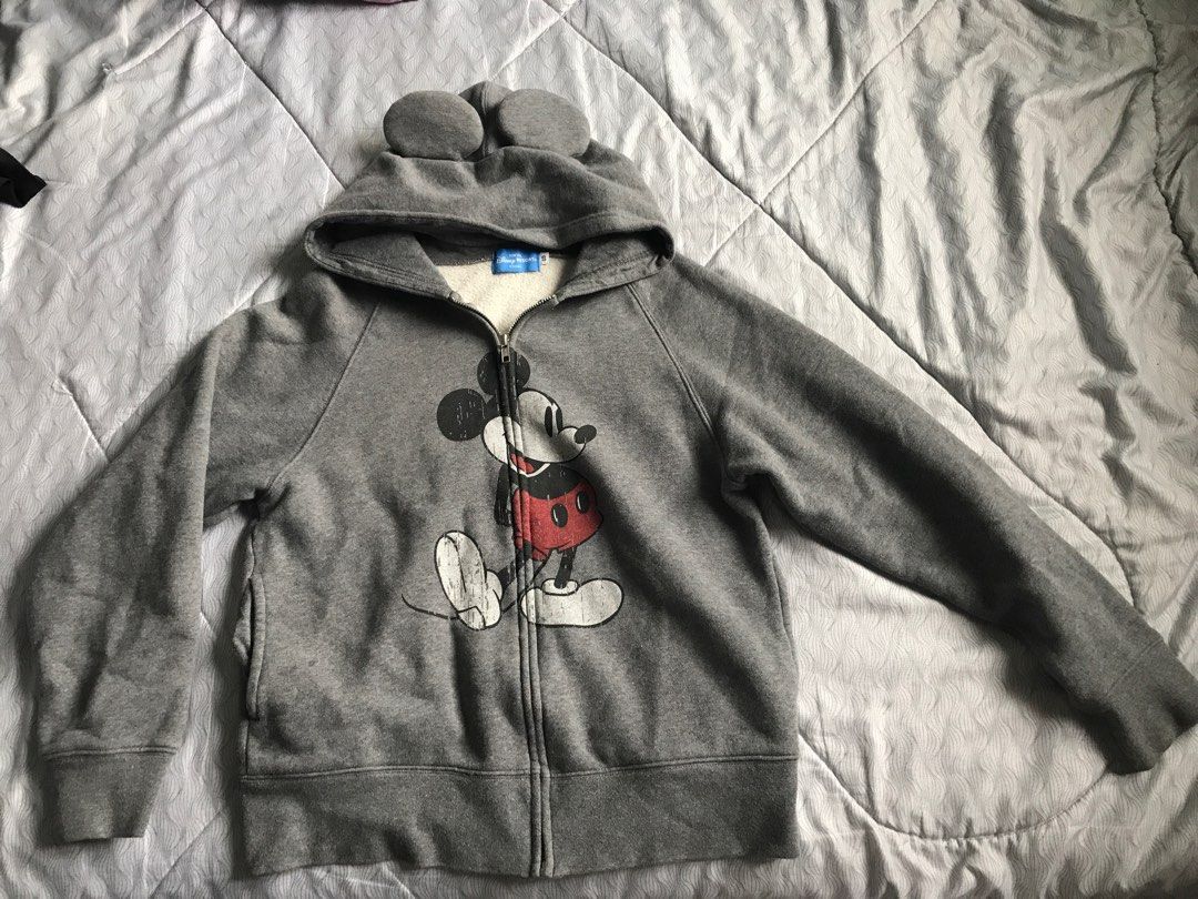 Mickey Mouse zipper Hoodie with Ear dark grey S size
