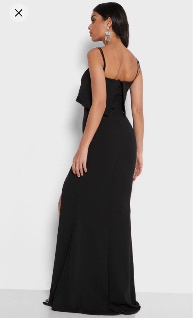 Missguided maxi dress square neck overlay navy blue