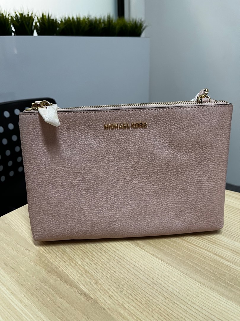 MK Double Zip Crossbody with Gold Hardware, Luxury, Bags & Wallets on
