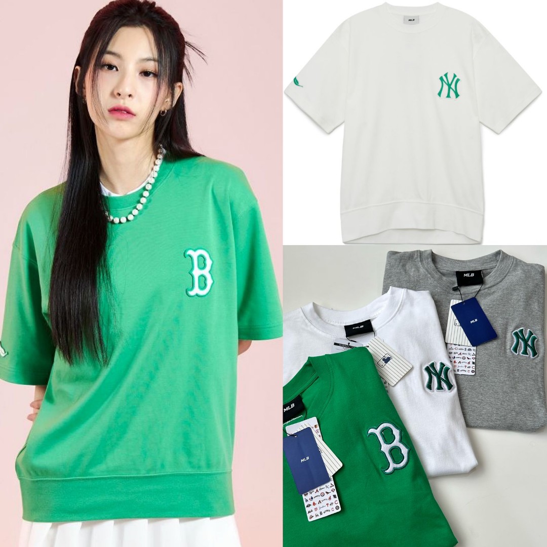 pakaian atasan kaos MLB-Korean Tshirt NY Big Logo In Black sz XS