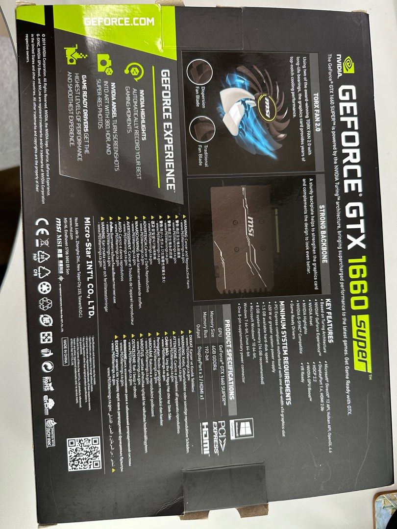 MSI GeForce GTX 1660 SUPER VENTUS XS OC （保養07-2023到期）, 電腦