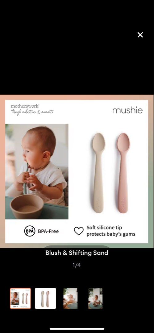 Mushie Silicone Feeding Spoons 2-Pack - Blush/Shifting Sand
