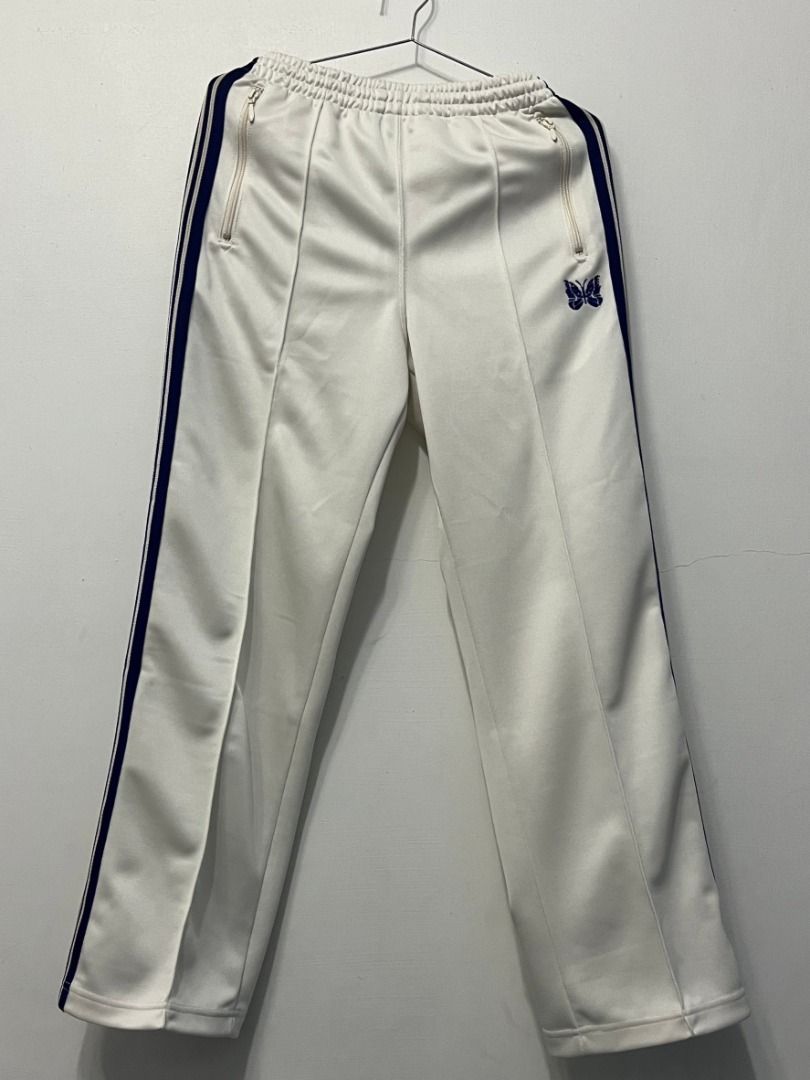 NEEDLES 23SS TRACK PANT - POLY SMOOTH 米白紫直筒, 他的時尚, 褲子