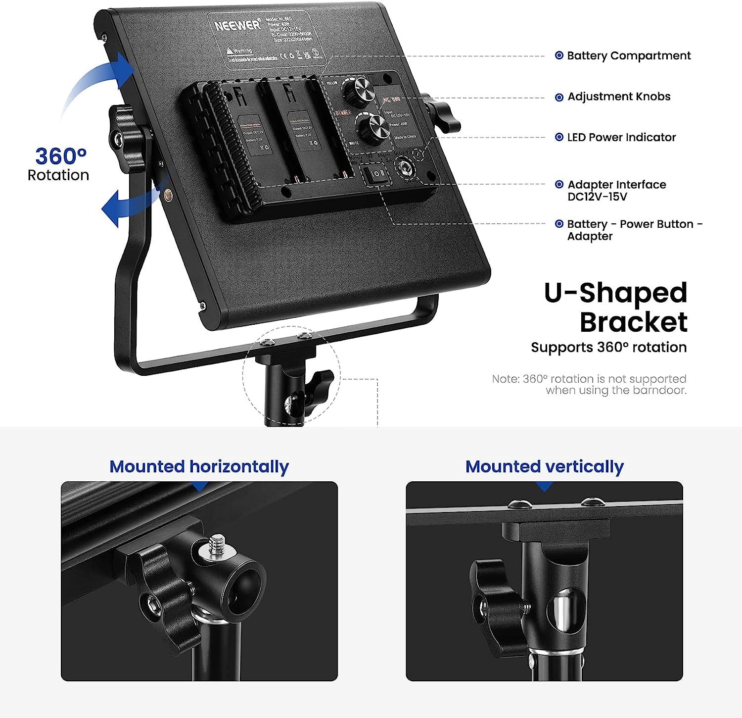 Neewer Pieces Bi-color 660 LED Video Light and Stand Kit Includes:(2)3200-5600K  CRI 96+ Dimmable Light with U Bracket and Barndoor, (2)78.7 inches Light  Stand for Studio Photography Video Shooting, Photography, Photography