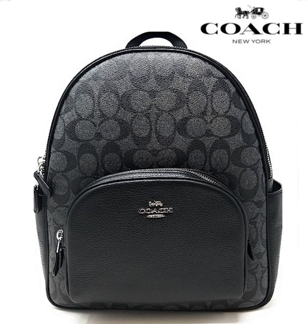 New Coach Original Classic Black Signature Collection Court Backpack in Signature Canvas Backpack For Women Come With Complete Set Suitable For Gift Luxury Bags Wallets on Carousell