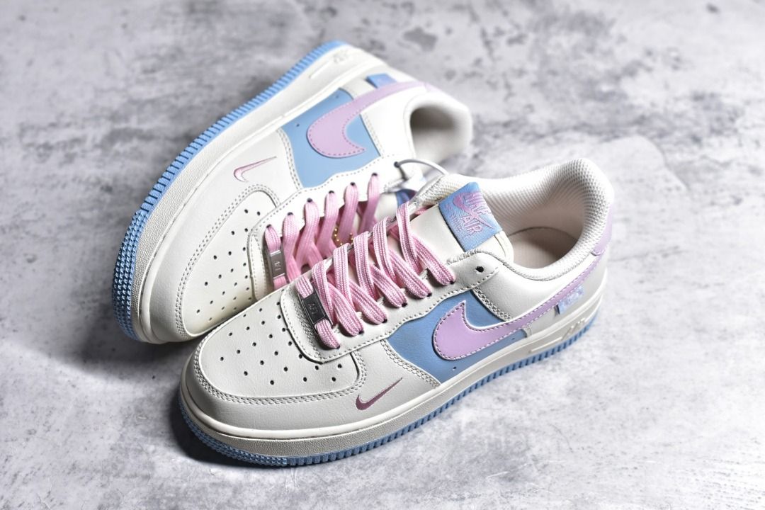 NIKE Air Force 1 low White Pink Blue shoes