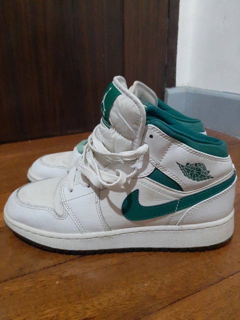 Jordan 1 mid top white mystic green