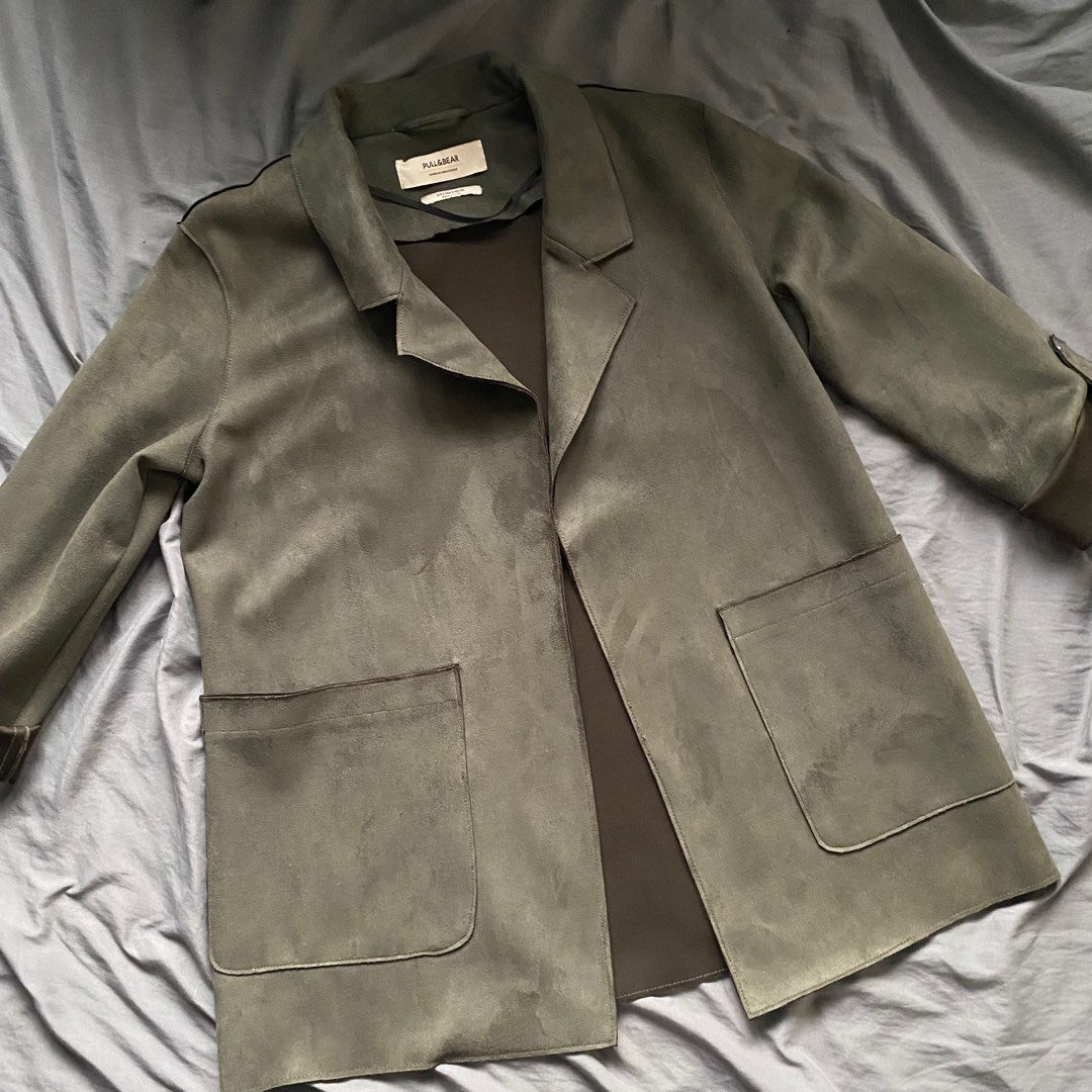 Olive green coat on Carousell