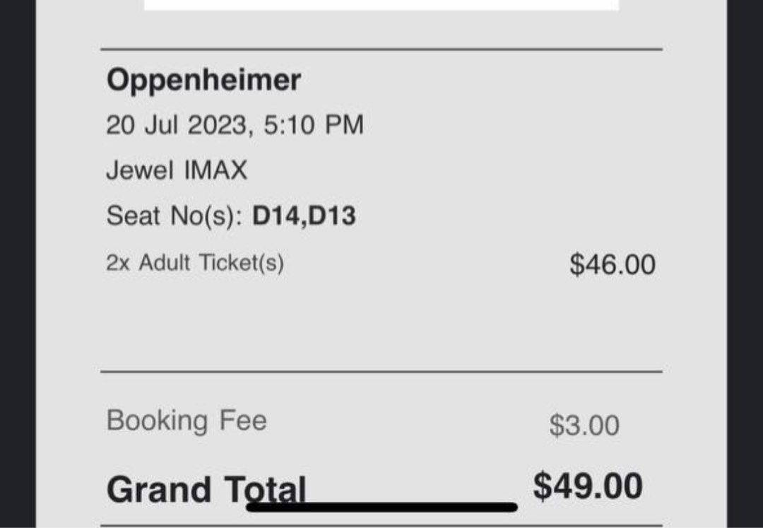 Oppenheimer tickets, Tickets & Vouchers, Event Tickets on Carousell