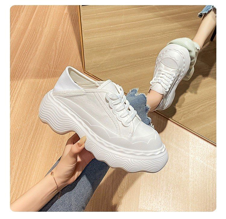 White canvas platform best sale trainers