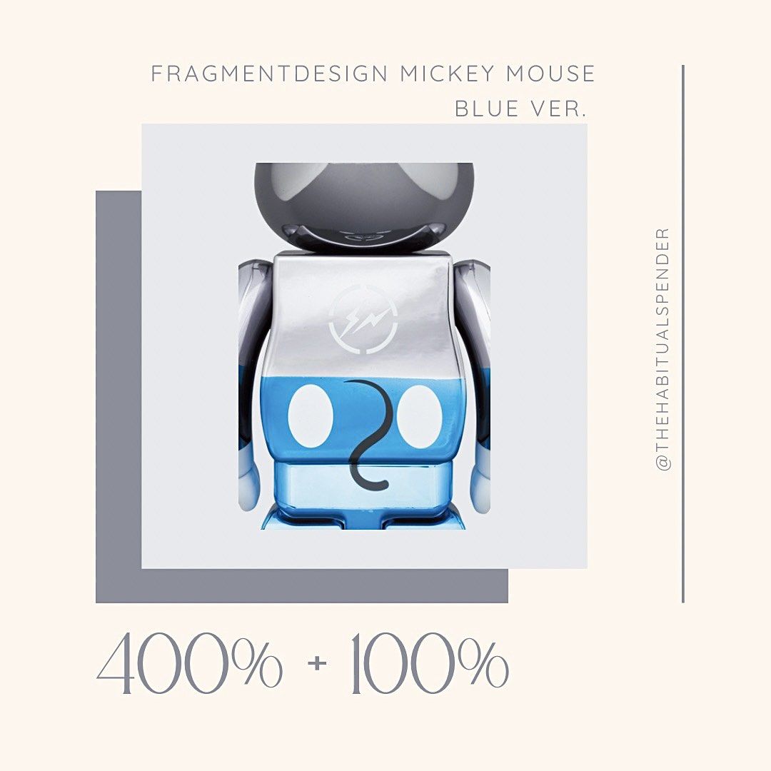 PO: Bearbrick fragmentdesign Mickey Mouse Blue Ver. 400% & 100%