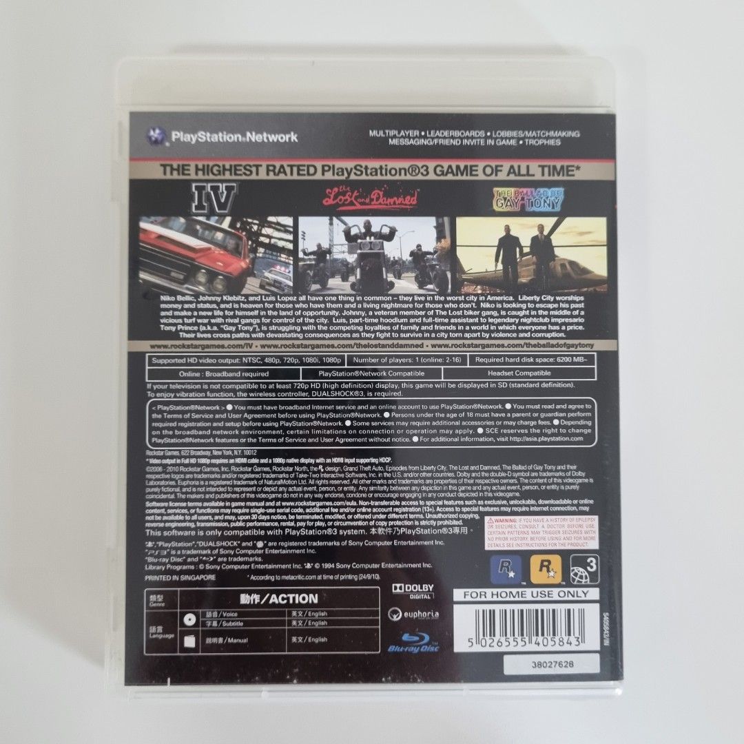 PS3 GTA 4 Grand Theft Auto IV & Episodes From Liberty City The Complete ...