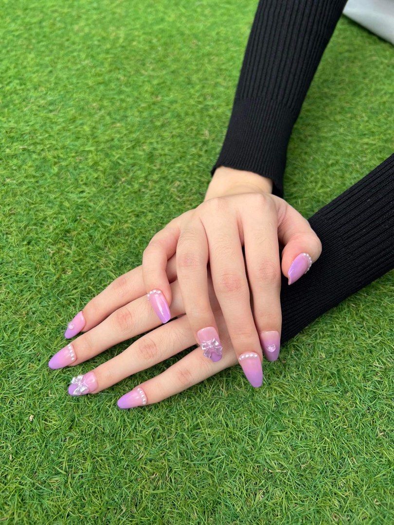 Purple blush nails (Category: Hands & Nails) located in Marikina City. Submitted by samdaenails (Listing ID 1243882373, Image 3). Description: MADE TO ORDER! 💗 Accepting customized press on nails, the set includes - 10 press-on nails - 2g glue - sticker nail tab - cuticle stick - alcohol tab - instructions on how to apply the nails What are your prices? Prices depend on the design of each press-on set. SHIPPING PROCESS If your area is Marikina, 