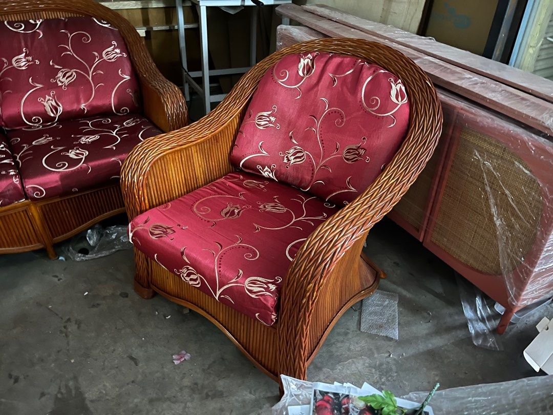 RATTAN OLD SCHOOL SOFA SET, Furniture & Home Living, Furniture, Sofas ...