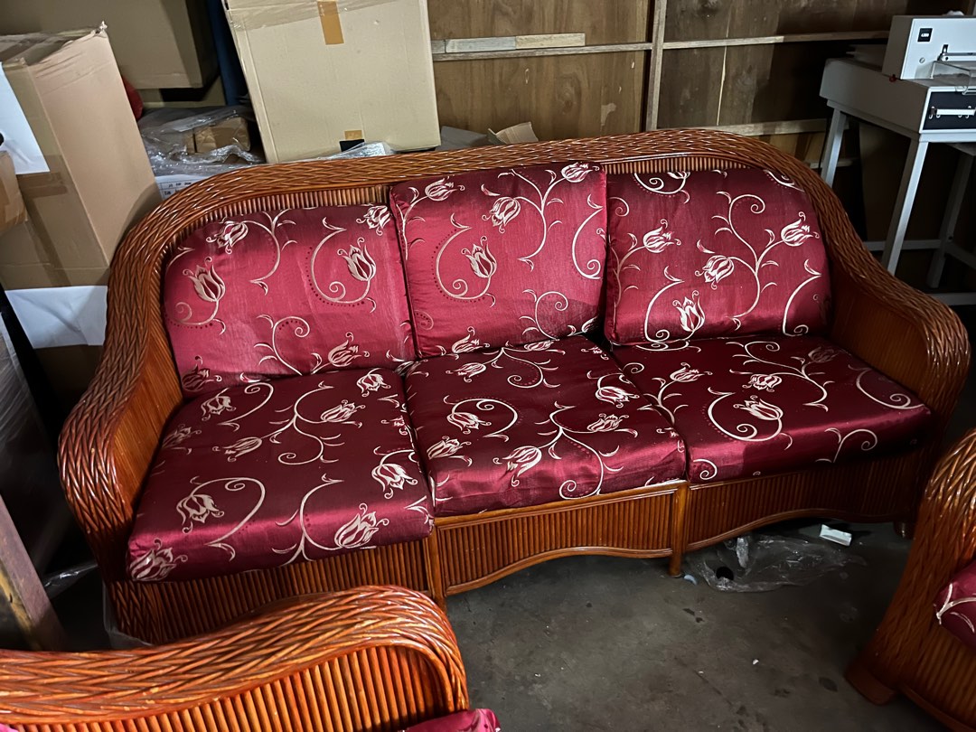 RATTAN OLD SCHOOL SOFA SET, Furniture & Home Living, Furniture, Sofas on Carousell