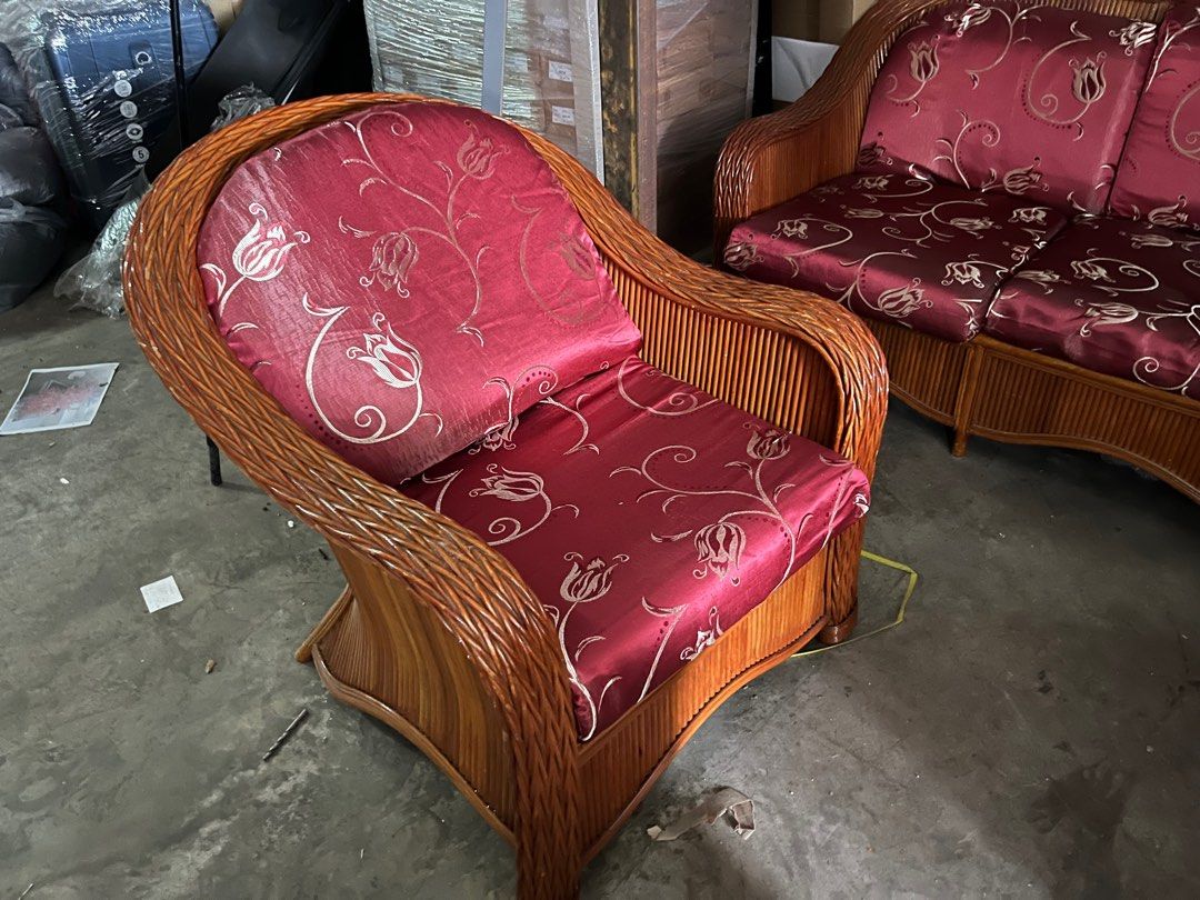 RATTAN OLD SCHOOL SOFA SET, Furniture & Home Living, Furniture, Sofas on Carousell