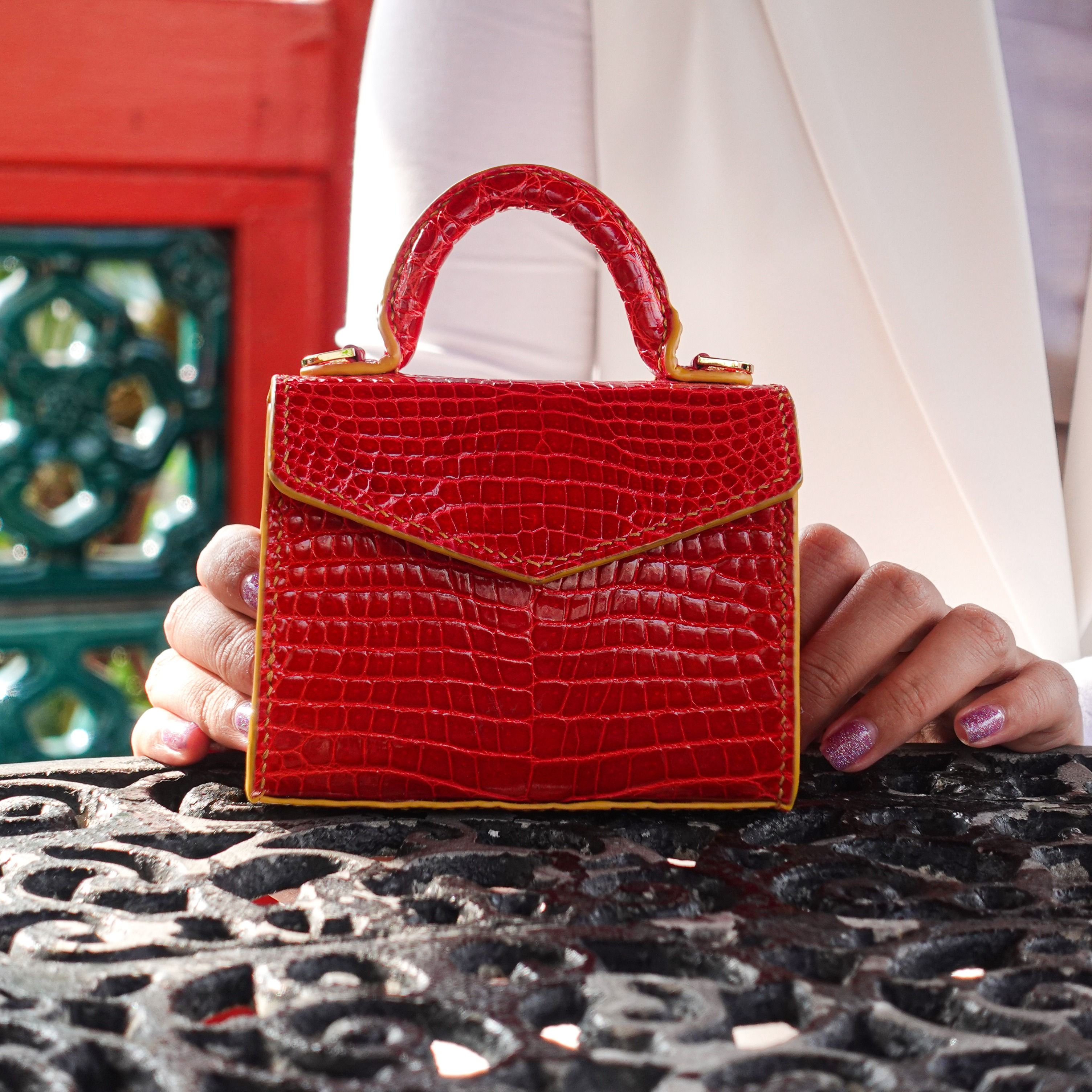 Red on sale leather pocketbooks