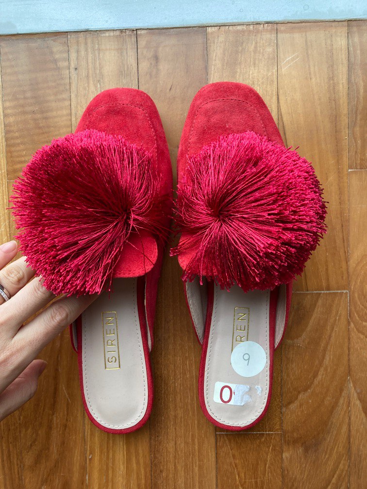 Red feather slippers online