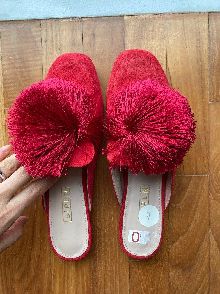Red slippers womens outlet