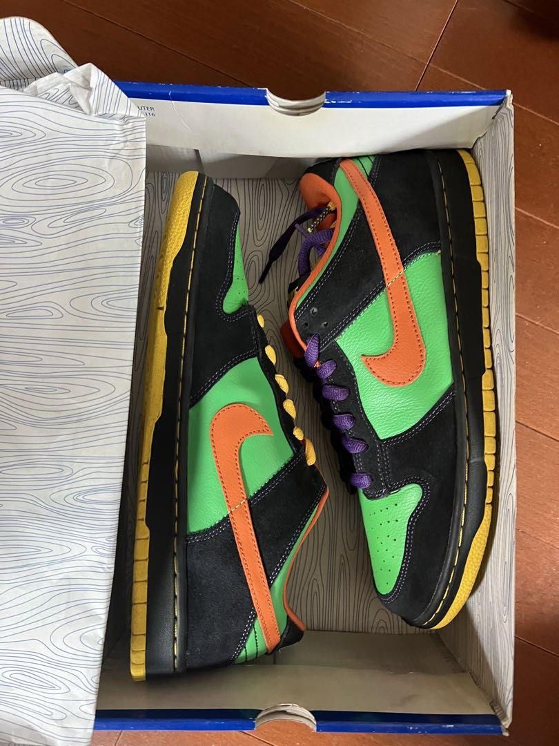 Nike sb dunk low green deals spark hoop orange