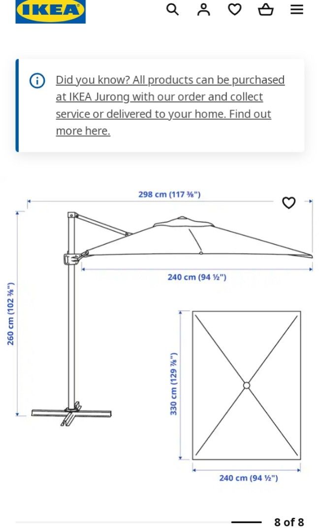 Seglaro ikea Umbrella Parasol, Furniture & Home Living, Outdoor