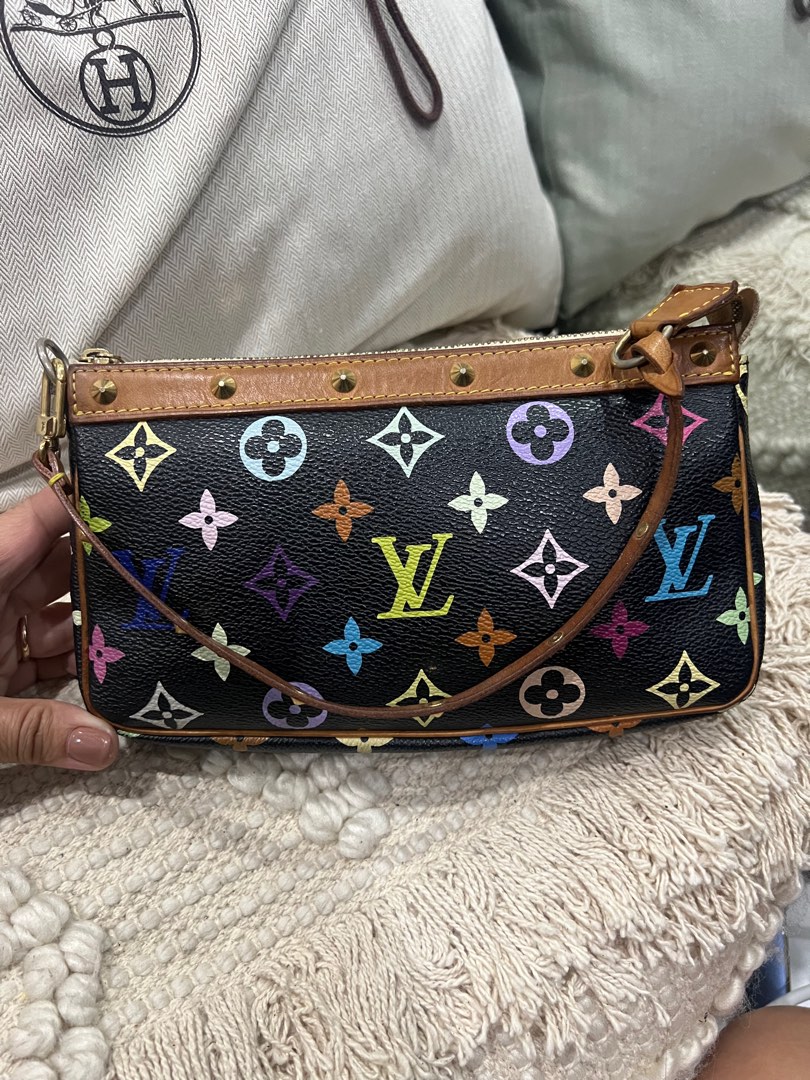 Pre-loved Louis Vuitton multicolor black canvas pochette, Luxury, Bags &  Wallets on Carousell