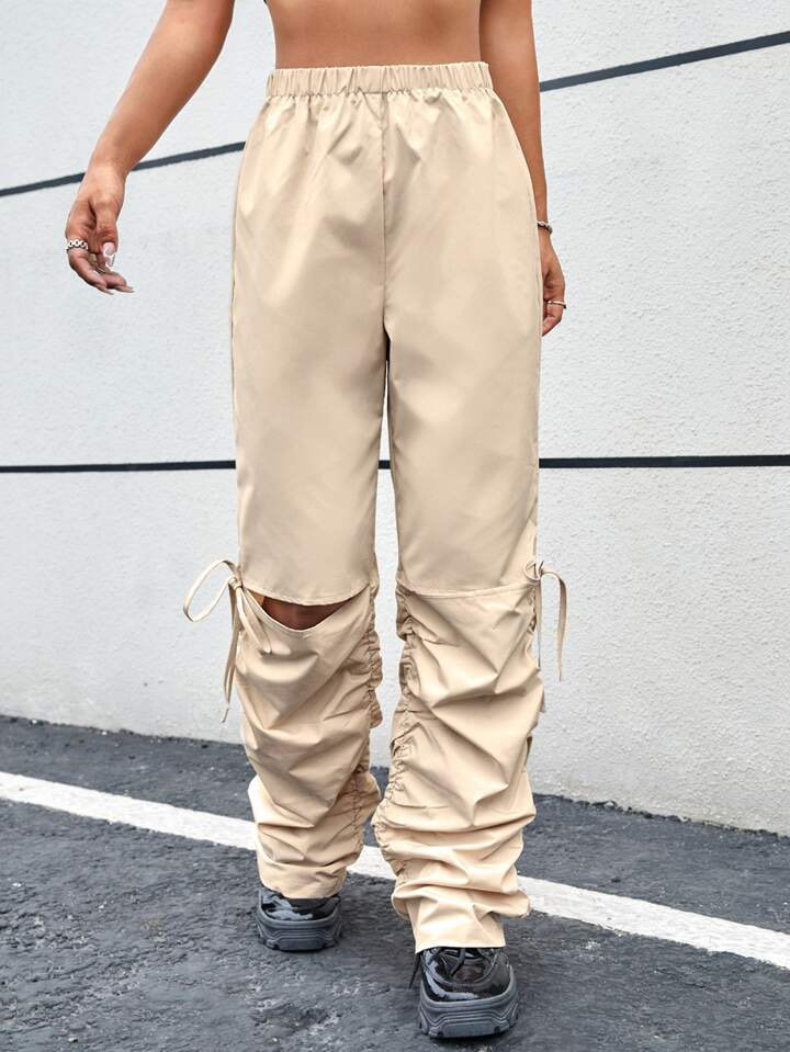SHEIN VCAY Cut Out Waist Flap Pocket Cargo Pants
