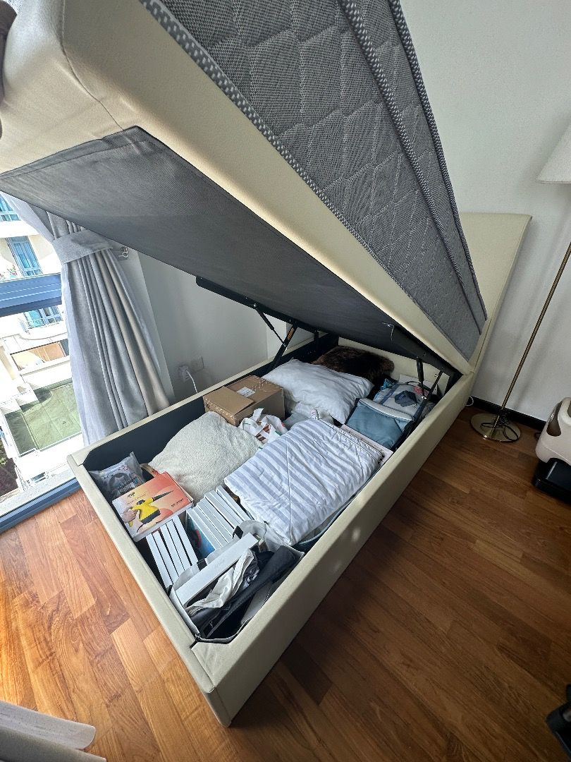 Single Storage Bed and Mattress (Barely Used), Furniture & Home Living