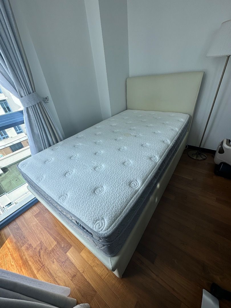 Single Storage Bed and Mattress (Barely Used), Furniture & Home Living