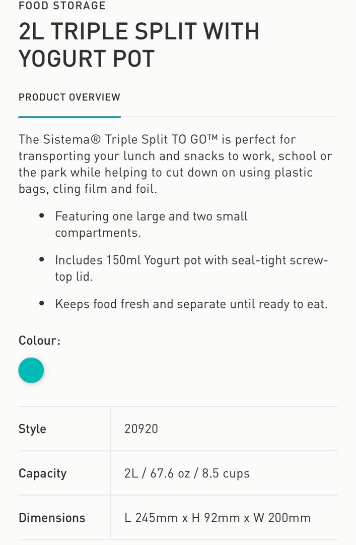 Sistema Triple Split Container, Furniture & Home Living, Kitchenware ...