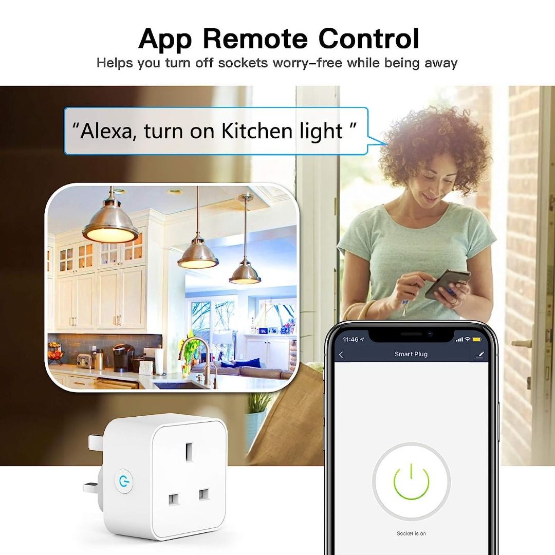 Aoycocr Mini Smart Plugs Bluetooth Wifi Outlet Compatible with Alexa Google  H