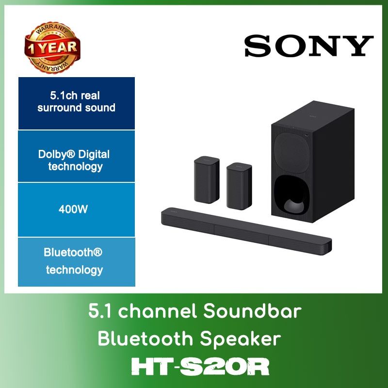 System on Audio, Soundbars, 5.1ch Sony Home Carousell Theater YEAR WITH & Digital Soundbar 400W WARRANTY, Amplifiers HF-S20R Dolby® Speakers 1 technology