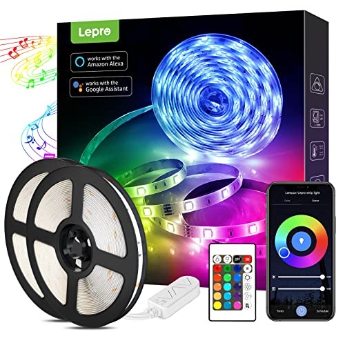 Lepro LED Strip Lights 15M with Remote and Plug, RGB Colour